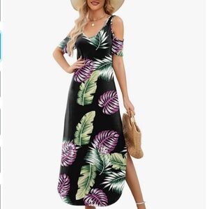 Gracyoga Floral Cold Shoulder Maxi Dress